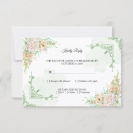 Elegant Floral Vintage Wedding RSVP Card 招待状