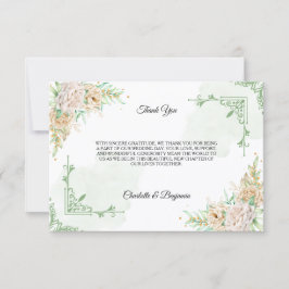 Elegant Floral Vintage Wedding Thank You Card 招待状