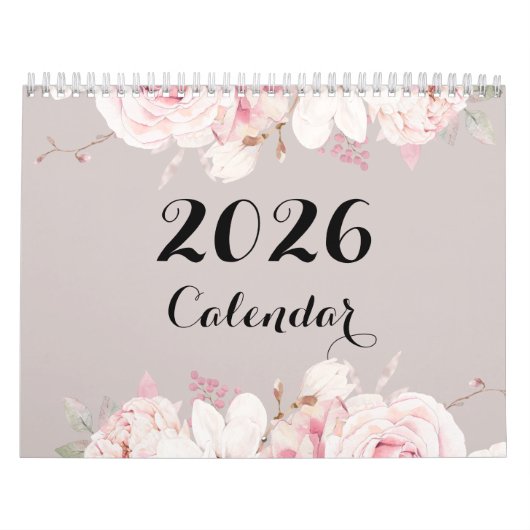Elegant Floral Wall Calendar 2026 カレンダー (カバー)
