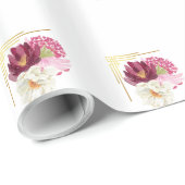 Elegant Floral Watercolor Birthday Wrapping Paper ラッピングペーパー (ロールコーナー)