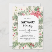 Elegant Floral Watercolor Christmas Party  招待状 (正面)