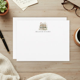 Elegant Floral Watercolor Cottagecore Book Lover ノートカード