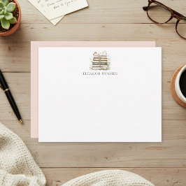 Elegant Floral Watercolor Cottagecore Book Lover ノートカード