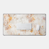 Elegant Floral Watercolor Custom Monogram デスクマット (キーボード&マウス)