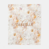 Elegant Floral Watercolor Custom Monogram フリースブランケット (正面)