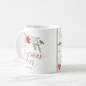 Elegant Floral Watercolor Greenery Christmas コーヒーマグカップ (正面左)