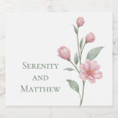 Elegant Floral Watercolor Pink Sage Spring Wedding ビールラベル (シングルラベル)