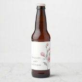 Elegant Floral Watercolor Pink Sage Spring Wedding ビールラベル (正面)
