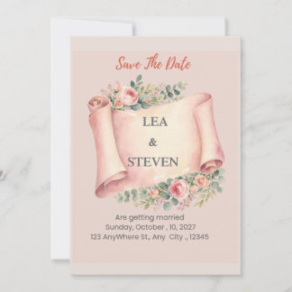 Elegant Floral Watercolor Save the Date Card セーブザデート