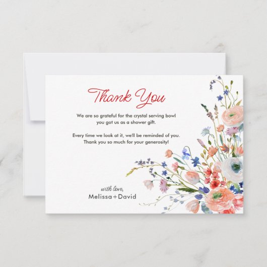 Elegant Floral Wedding サンキューカード (正面)