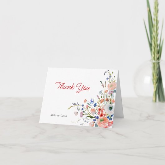 Elegant Floral Wedding サンキューカード (正面)