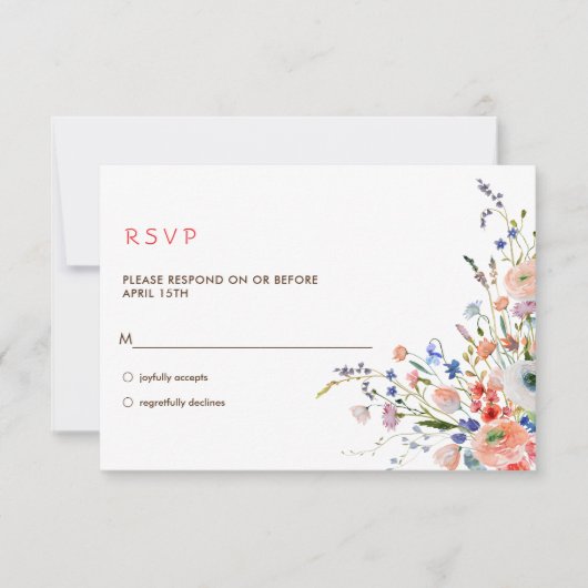 Elegant Floral Wedding 出欠カード (正面)