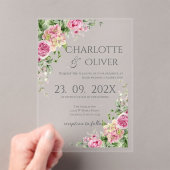 Elegant Floral Wedding Acrylic Invitation アクリル招待状 (インサイチュ (ポータブル))