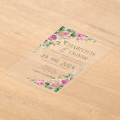Elegant Floral Wedding Acrylic Invitation アクリル招待状 (レイダウン)