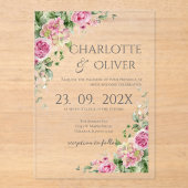 Elegant Floral Wedding Acrylic Invitation アクリル招待状 (正面)