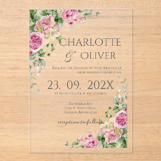 Elegant Floral Wedding Acrylic Invitation アクリル招待状