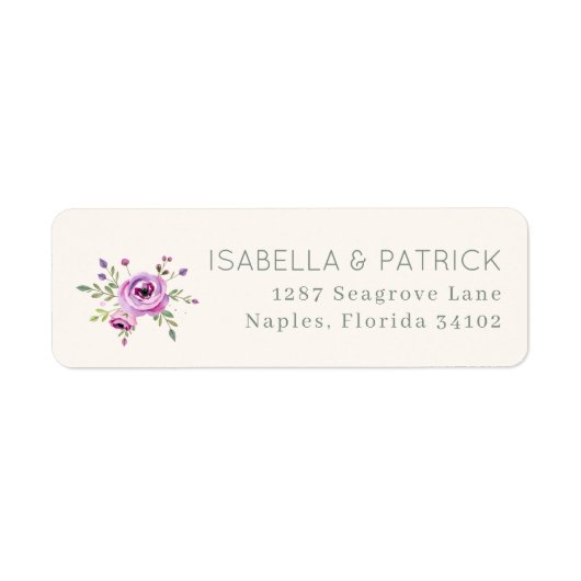 Elegant Floral Wedding Address Label ラベル (正面)