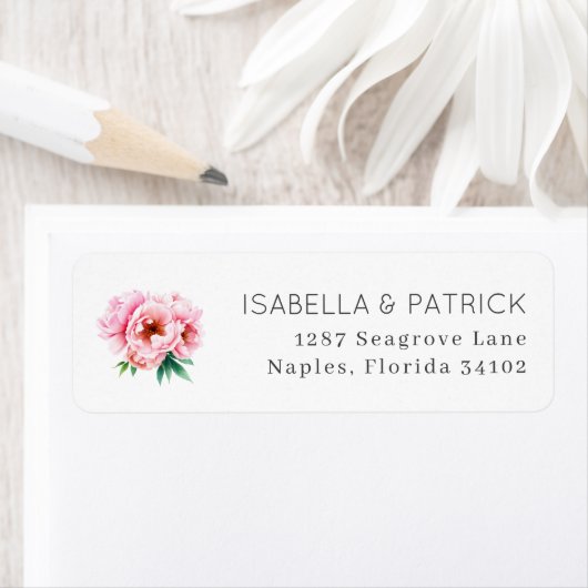 Elegant Floral Wedding Address Label ラベル (インサイチュ)