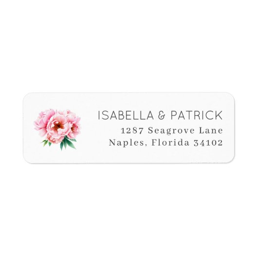 Elegant Floral Wedding Address Label ラベル (正面)
