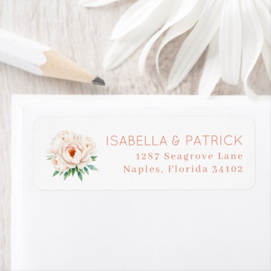 Elegant Floral Wedding Address Label ラベル (インサイチュ)