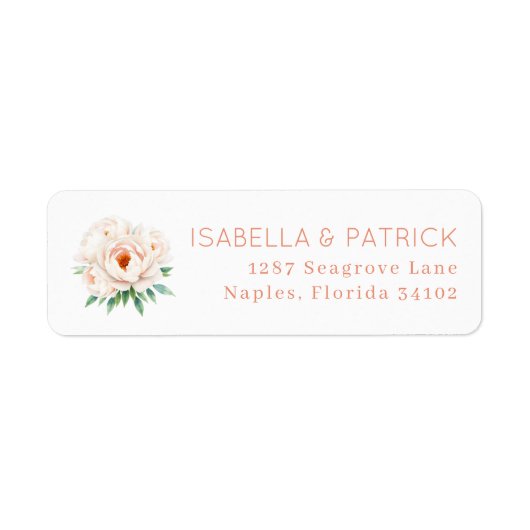 Elegant Floral Wedding Address Label ラベル (正面)