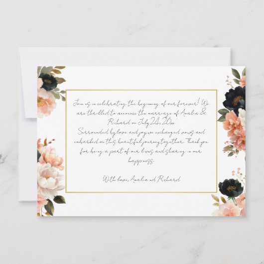 Elegant Floral Wedding Announcement Card 招待状 (裏面)