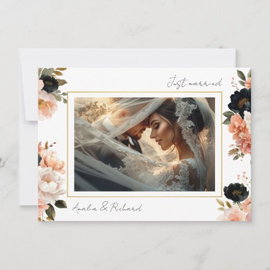 Elegant Floral Wedding Announcement Card 招待状 (正面)