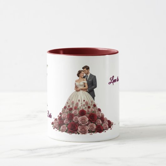 Elegant Floral Wedding Couple Coffee Mug マグカップ (中央)