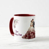 Elegant Floral Wedding Couple Coffee Mug マグカップ (正面左)
