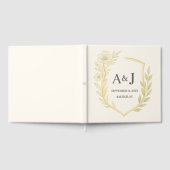 Elegant Floral Wedding Crest Monogram Ivory ゲストブック (全面)