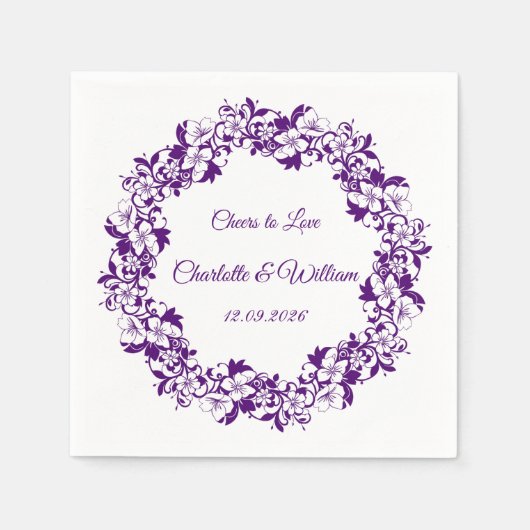 Elegant floral wedding design スタンダードカクテルナプキン (正面)