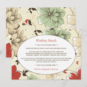 Elegant Floral Wedding Details エンクロージャーカード
