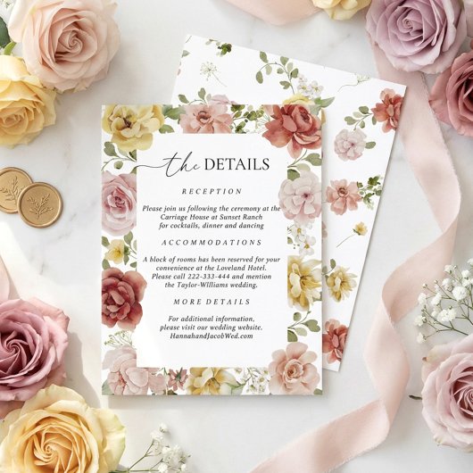 Elegant Floral Wedding Details エンクロージャーカード