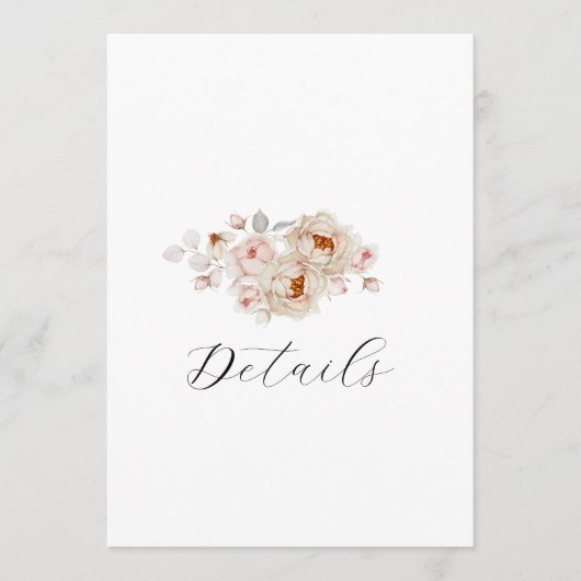 Elegant Floral Wedding Details Card | Double-Sided 招待状 (正面)
