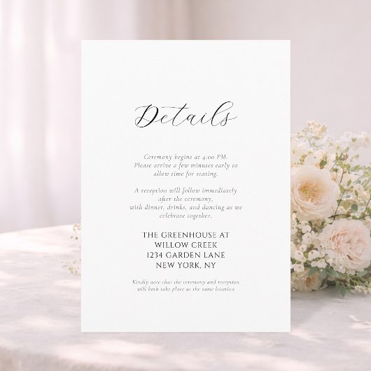 Elegant Floral Wedding Details Card | Double-Sided 招待状