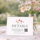 Elegant Floral Wedding Details Card with QR Code 出欠カード