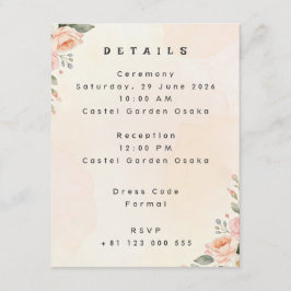 Elegant Floral Wedding Details Enclosure Card エンクロージャーカード