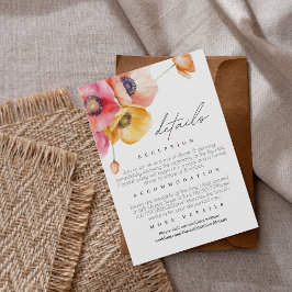 Elegant Floral Wedding Details Enclosure Card エンクロージャーカード