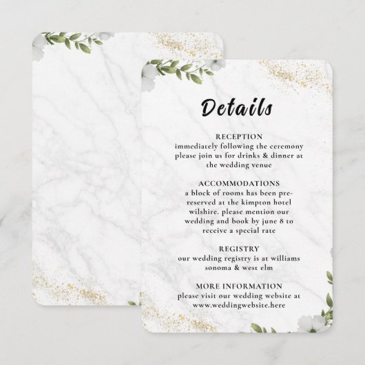 Elegant Floral Wedding Enclosure Card  エンクロージャーカード (正面/裏面)