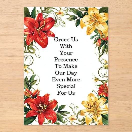 Elegant Floral Wedding Frame アクリル招待状 (正面)