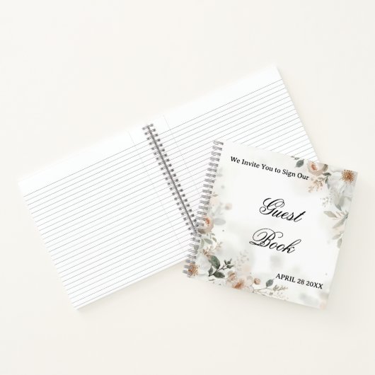 Elegant Floral Wedding Guest Book ノートブック (内部)