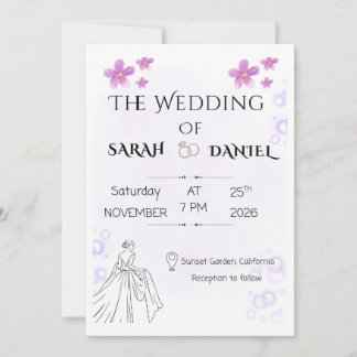 Elegant Floral Wedding Invitaion 招待状