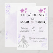 Elegant Floral Wedding Invitaion 招待状 (正面/裏面)