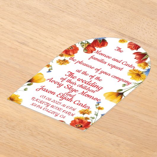 Elegant Floral Wedding Invitation アクリル招待状 (レイダウン)