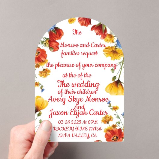 Elegant Floral Wedding Invitation アクリル招待状 (インサイチュ (ポータブル))