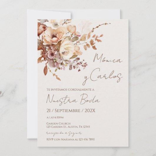 Elegant Floral Wedding Invitation 招待状 (正面)