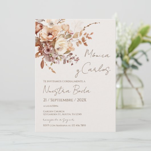 Elegant Floral Wedding Invitation 招待状 (スタンド正面)