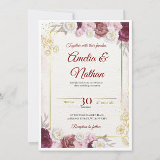 Elegant Floral Wedding Invitation 招待状