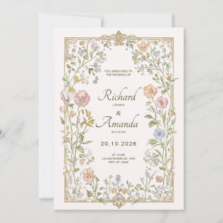 Elegant Floral Wedding Invitation 招待状