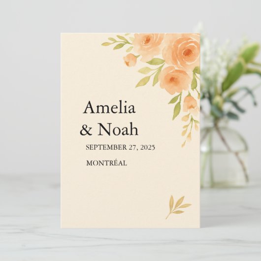 🌸 Elegant Floral Wedding Invitation 🌸 招待状 (スタンド正面)